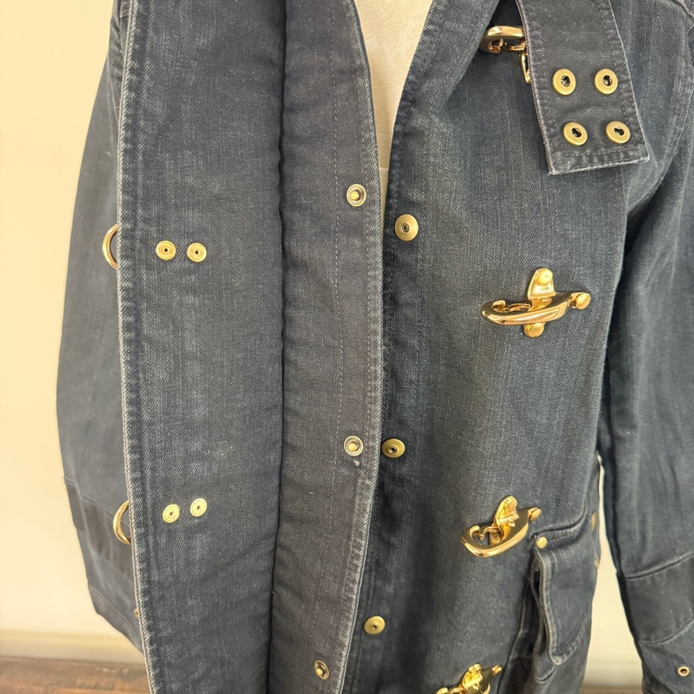 Ralph Lauren Rare Vintage Cortland Black Denim Field Jacket Fireman Toggle Small - Picture 8 of 10